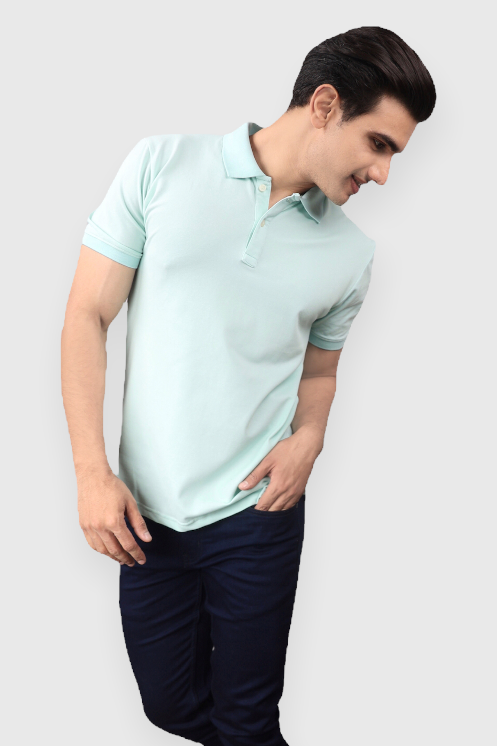 Albatross men’s Aqua blue cotton Matty collar tshirt
