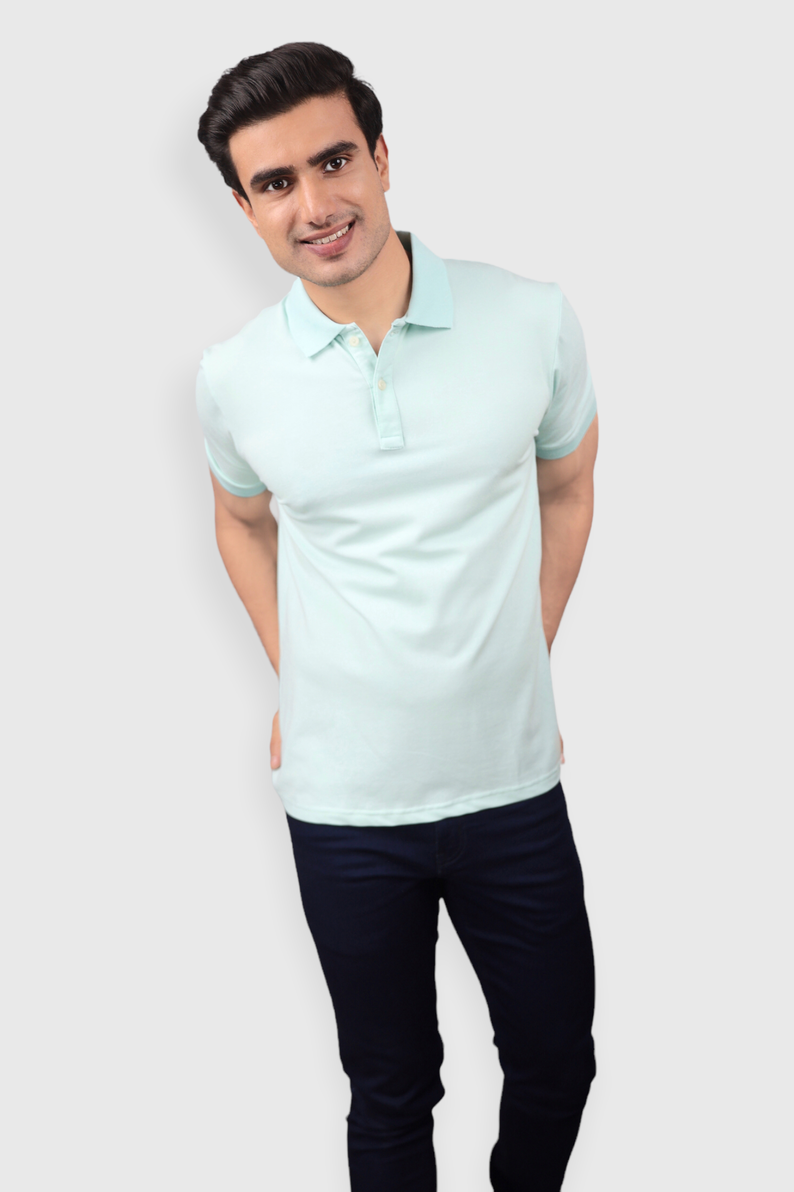 Albatross men’s Aqua blue cotton Matty collar tshirt