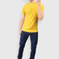 Mustard Half Sleeve Flat Knit self striped Round neck T-Shirt for men