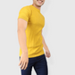 Mustard Half Sleeve Flat Knit self striped Round neck T-Shirt for men