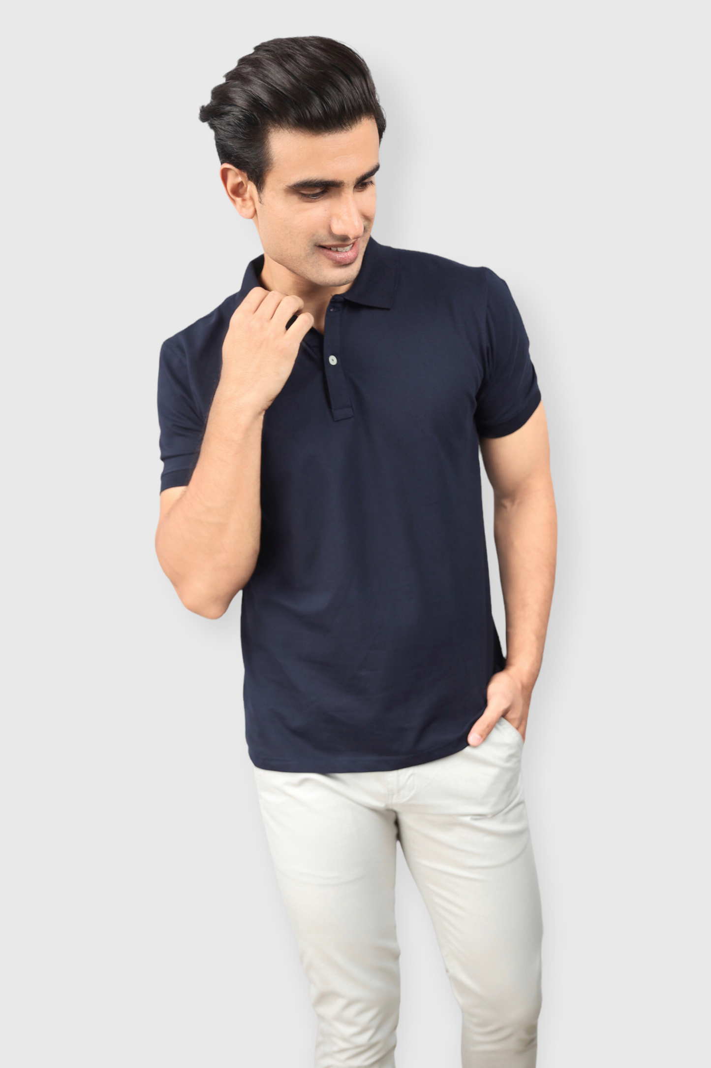 Albatross men’s Navy Blue cotton Matty collar tshirt