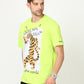 Neon Green dancing tiger Printed Oversized T-shirt