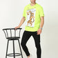 Neon Green dancing tiger Printed Oversized T-shirt