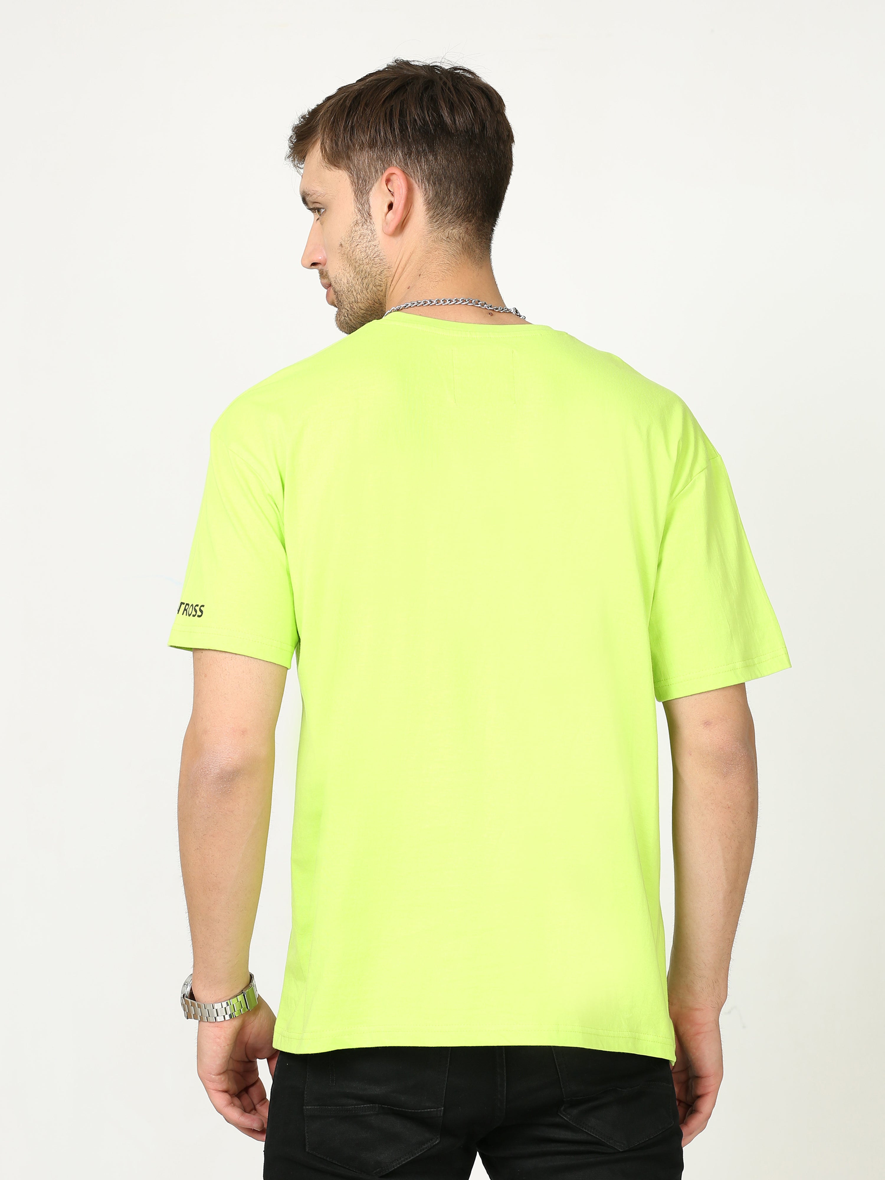 Neon Green dancing tiger Printed Oversized T-shirt