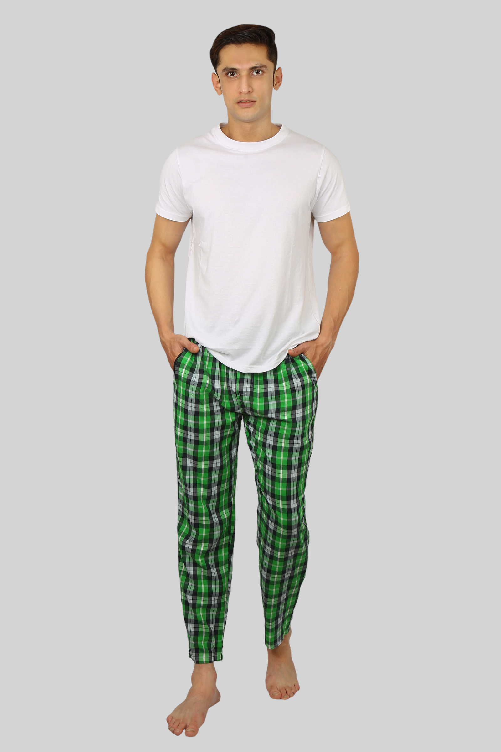 Parrot Green soft and super comfortable checkered pajamas for men