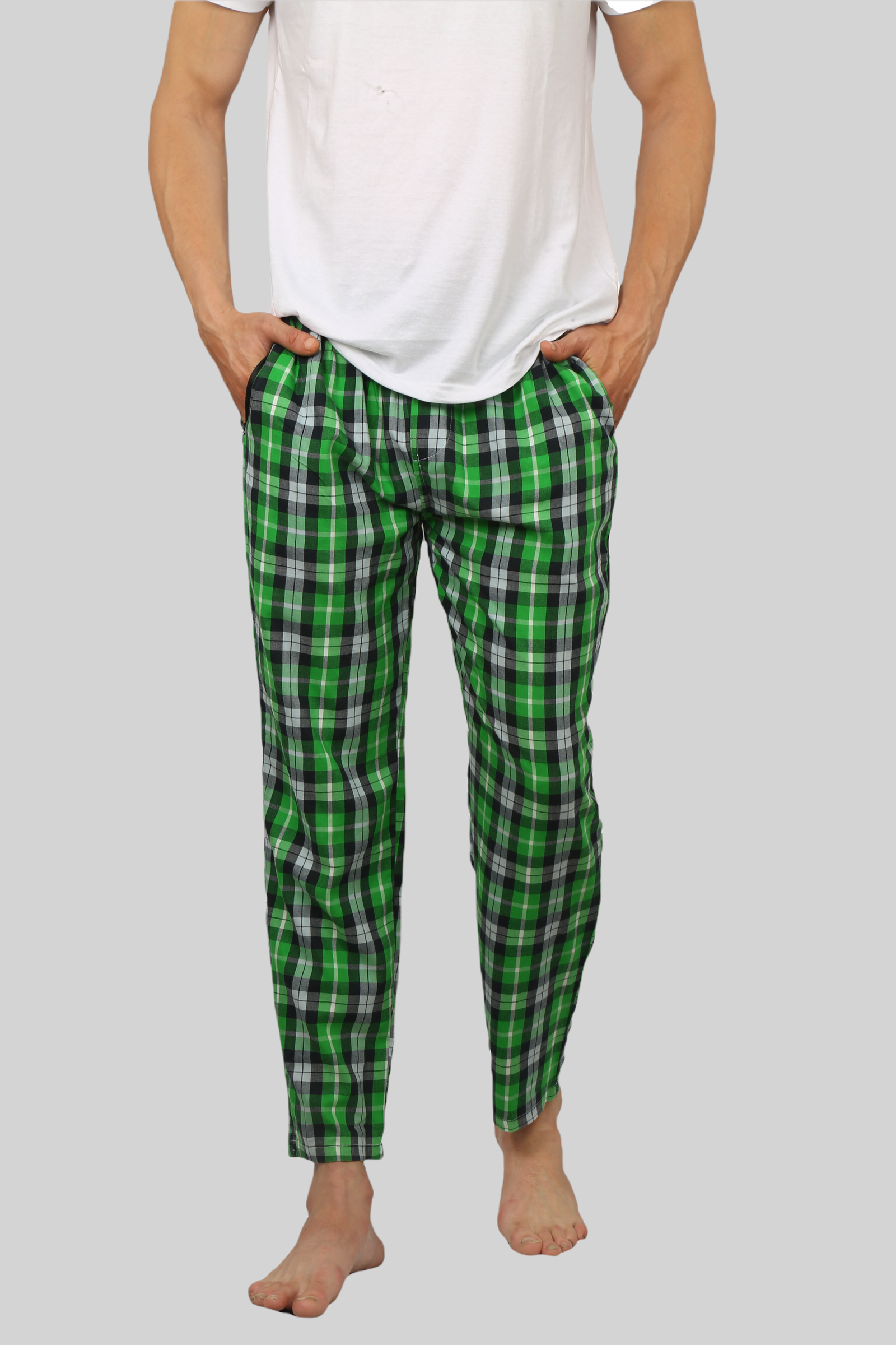 Parrot Green soft and super comfortable checkered pajamas for men