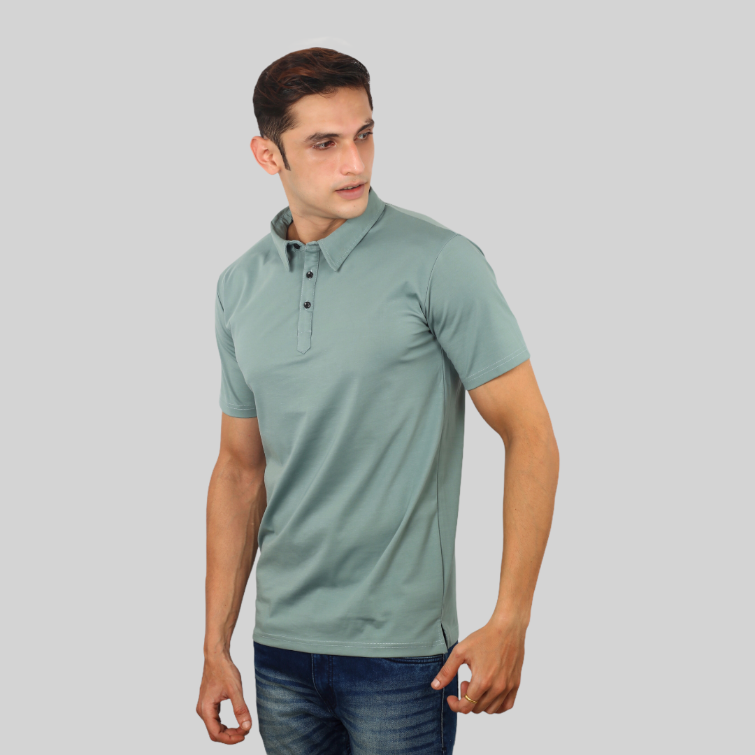 Pale Blue Classic Italian Collar T-shirt for men