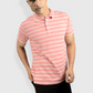 Albatross men’s pink stripe cotton Matty collar tshirt