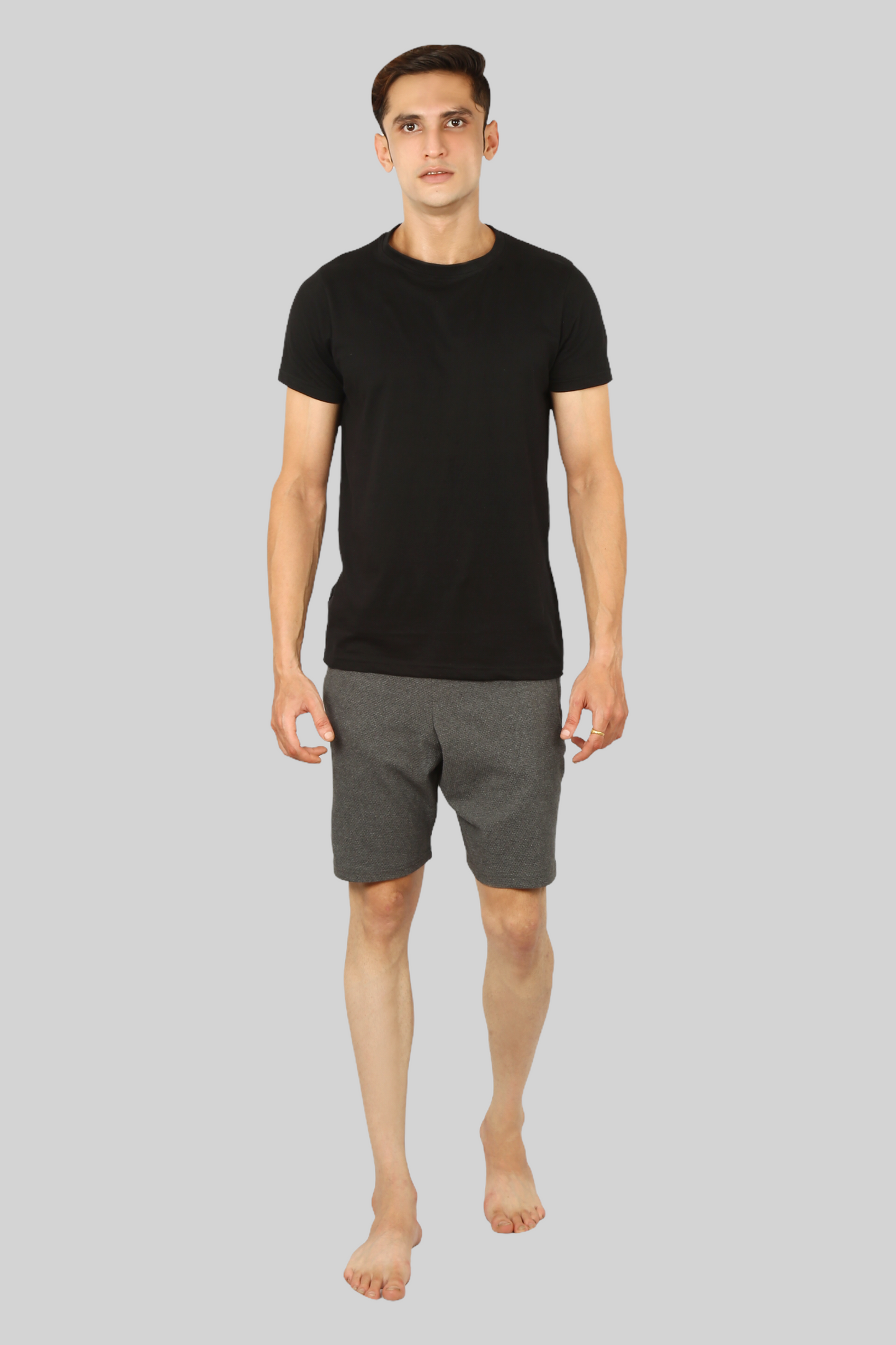 Dark Grey casual premium popcorn shorts for men