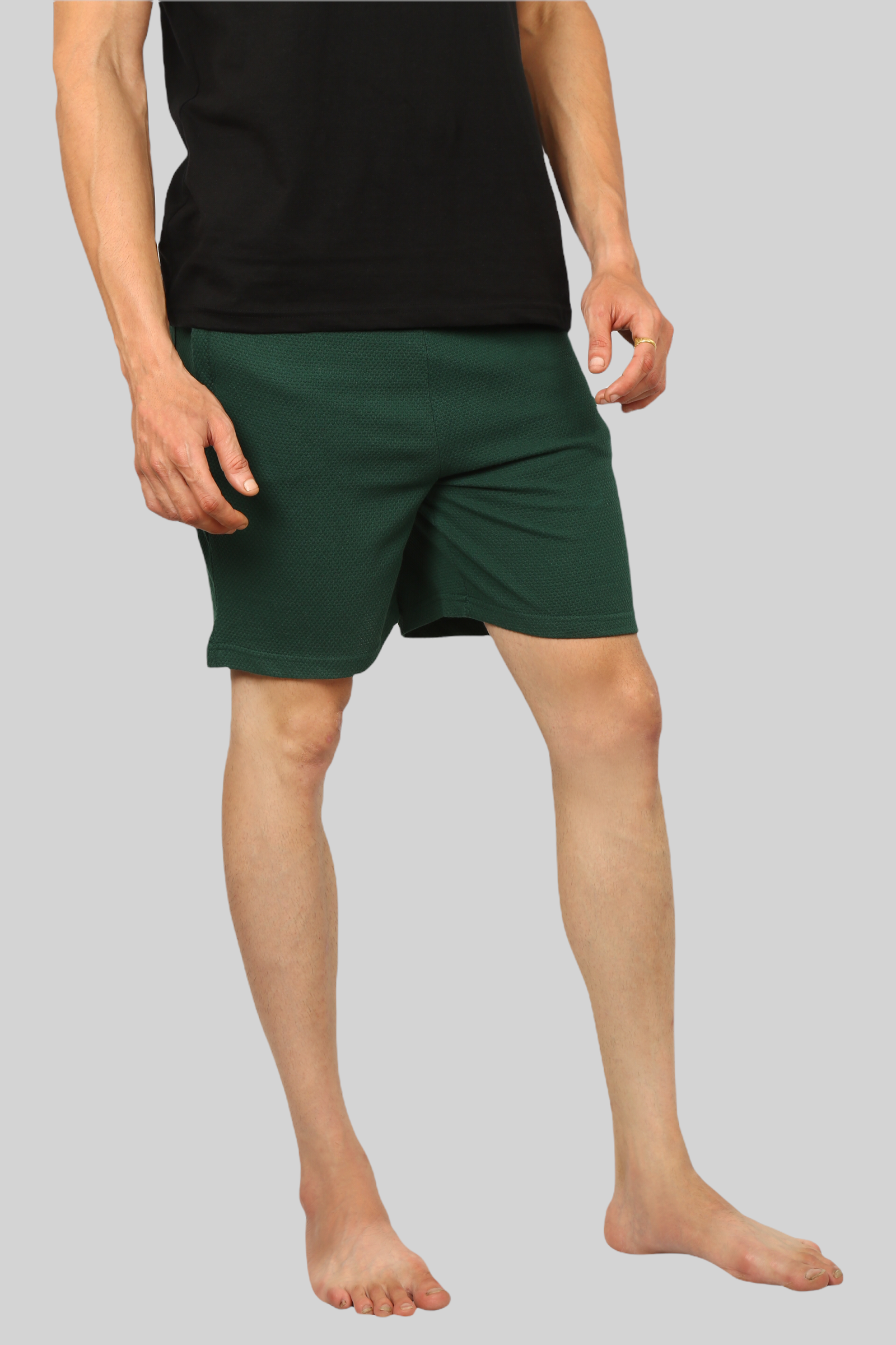 Dark Green casual premium Popcorn Shorts for men