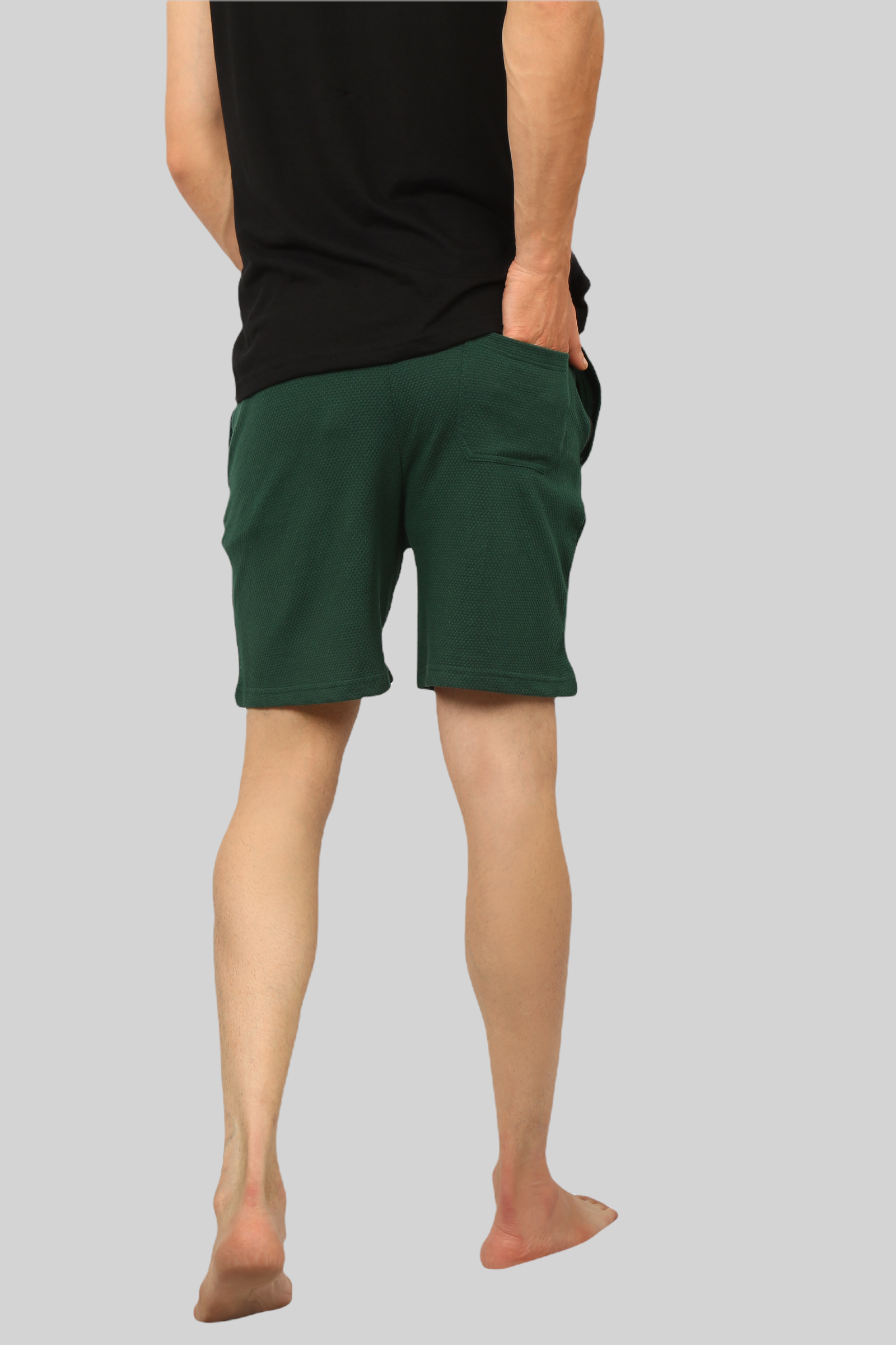 Dark Green casual premium Popcorn Shorts for men