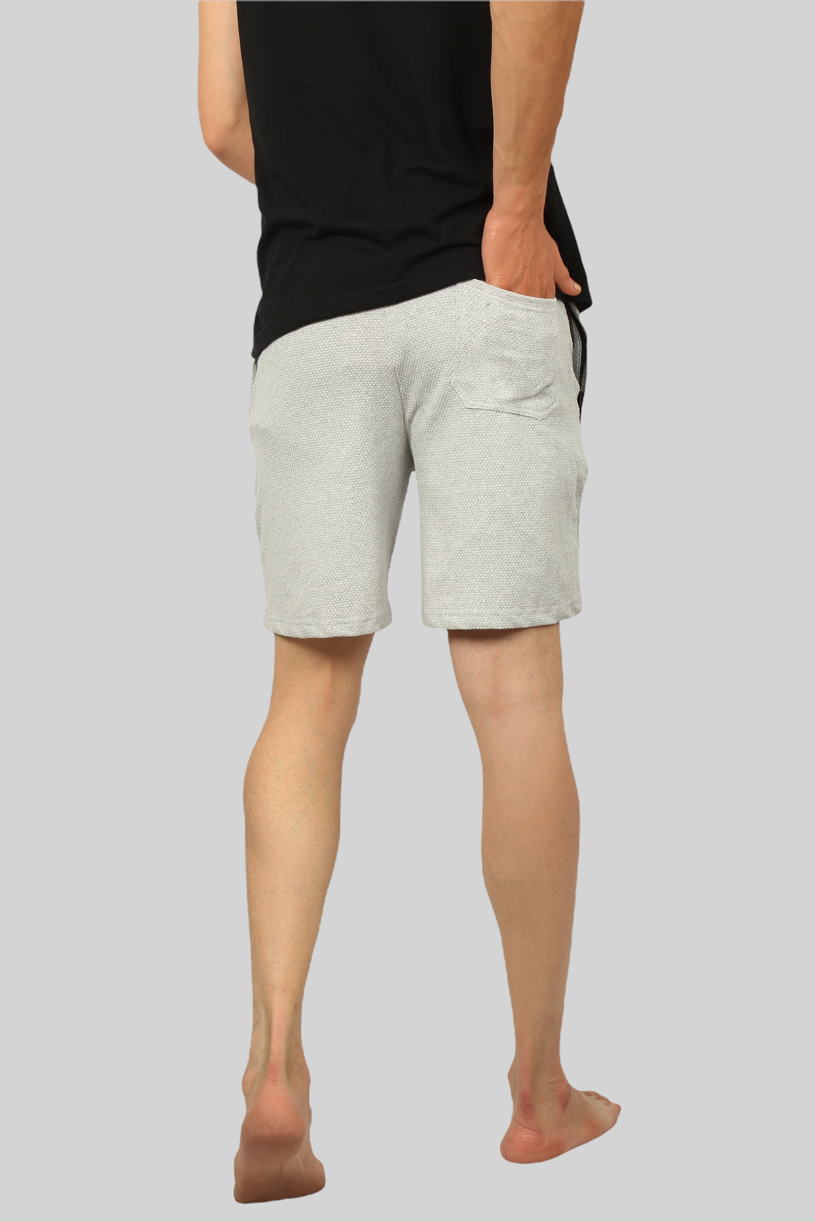 Light Grey casual premium popcorn shorts for men