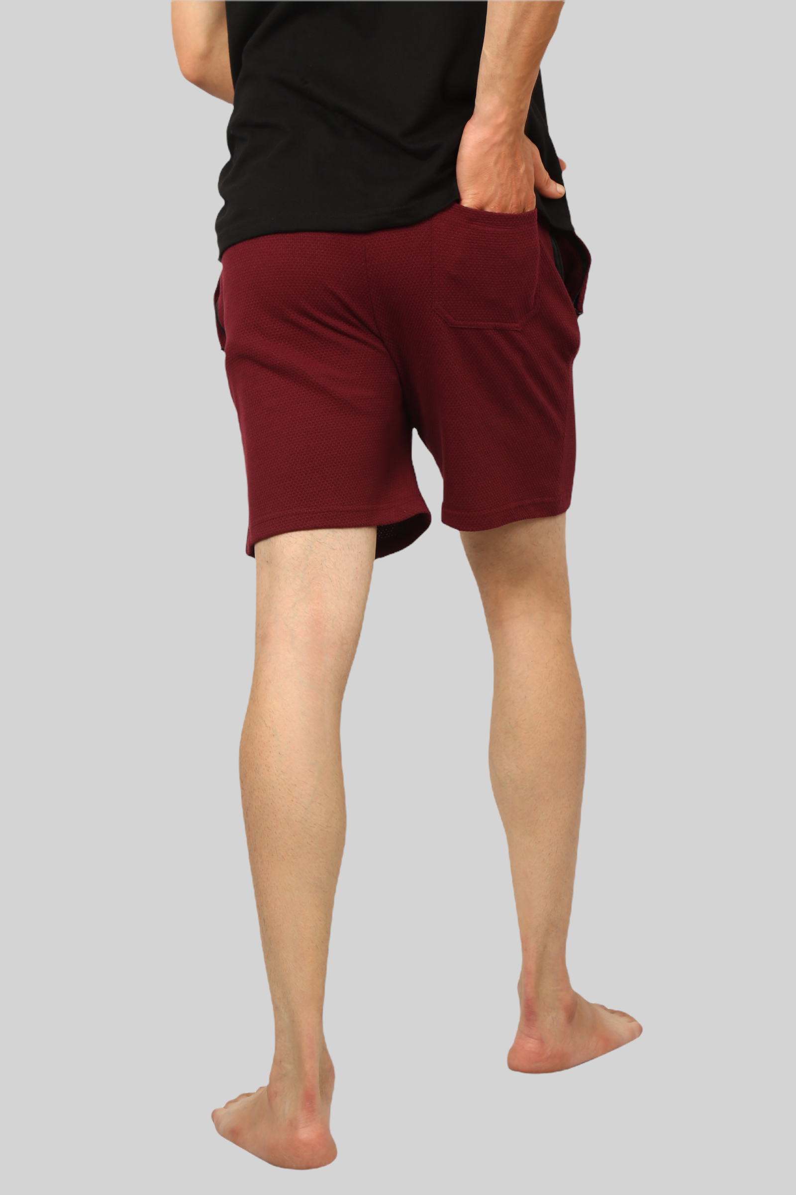 Maroon casual premium popcorn shorts for men
