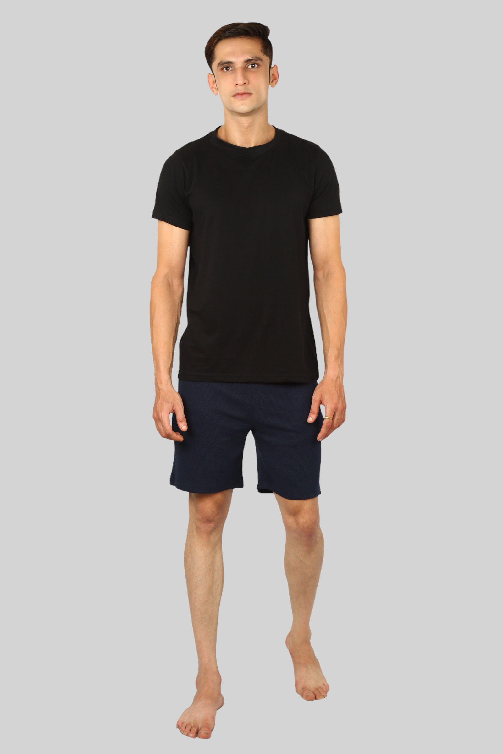 Ink Blue casual premium popcorn shorts for men