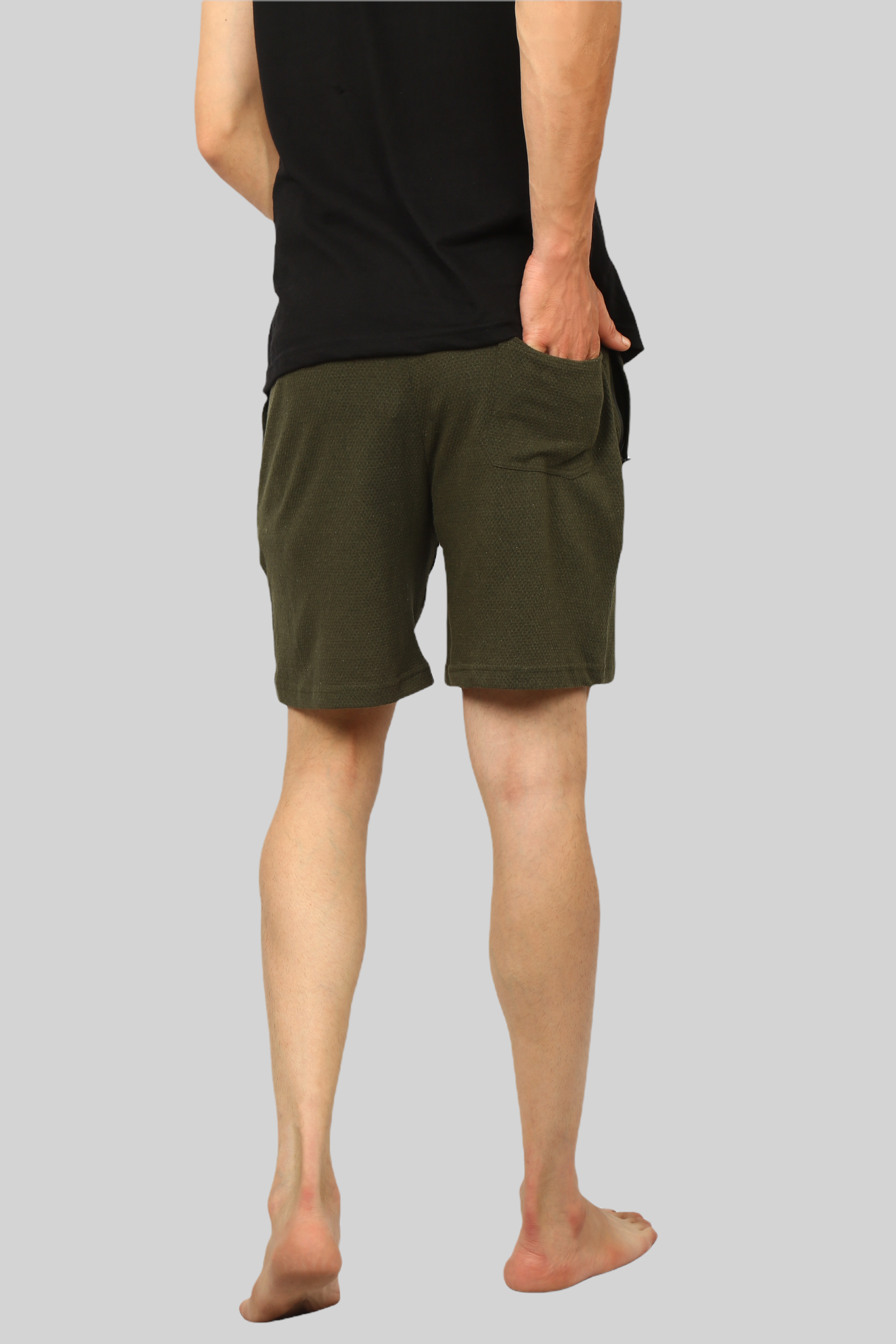 Olive Green casual premium popcorn shorts for men