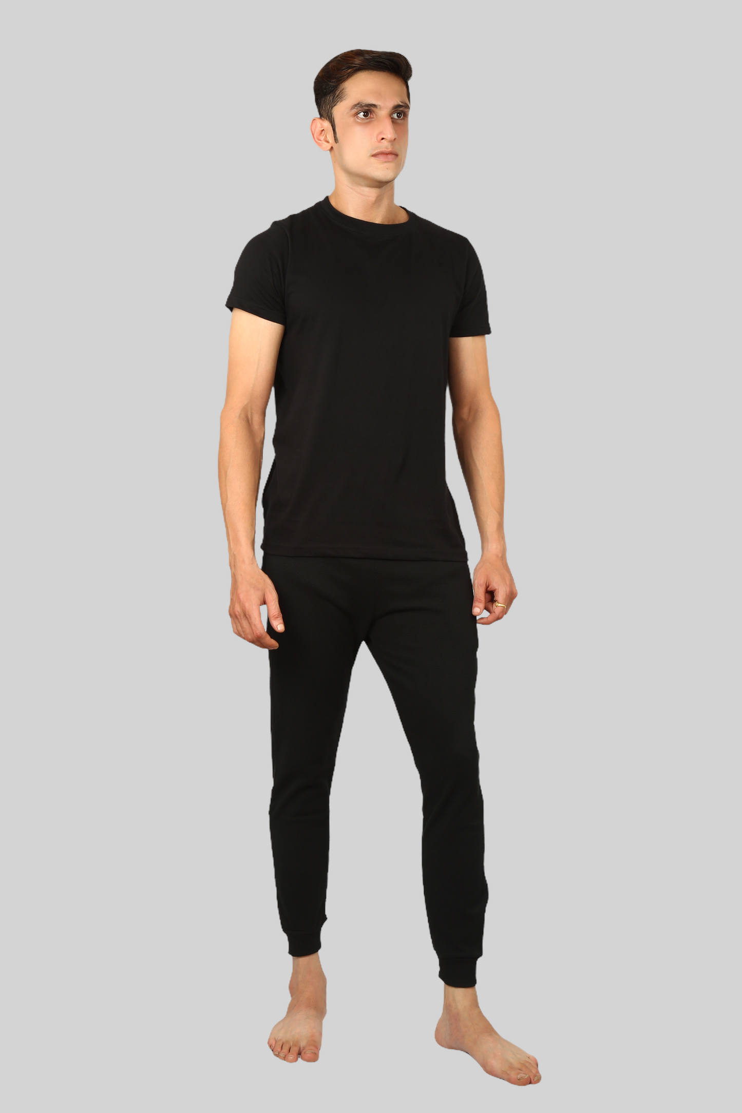 Black casual premium Popcorn Track Pant for mens