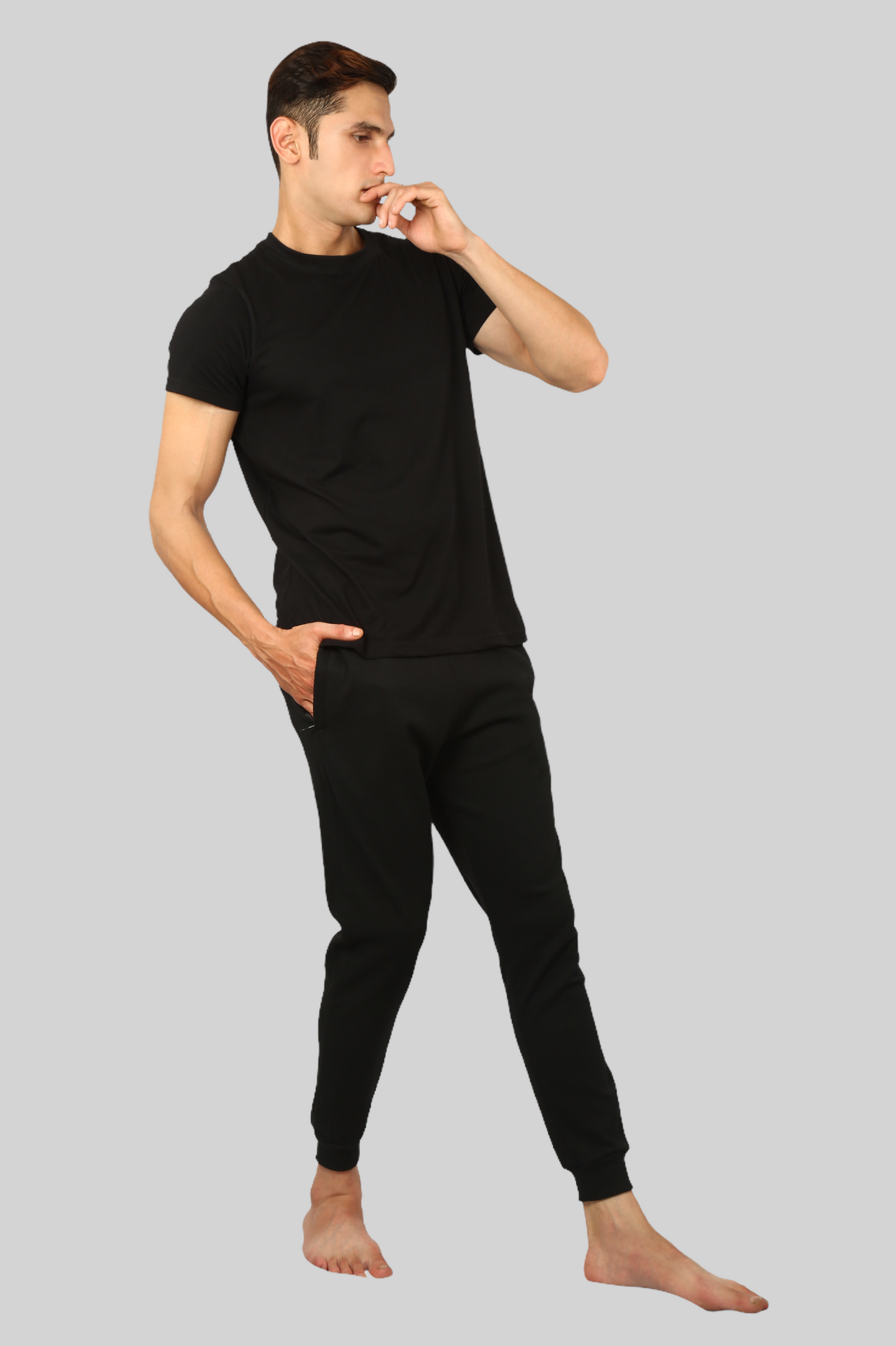 Black casual premium Popcorn Track Pant for mens