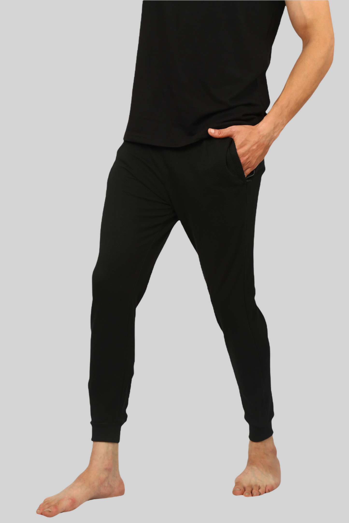 Black casual premium Popcorn Track Pant for mens