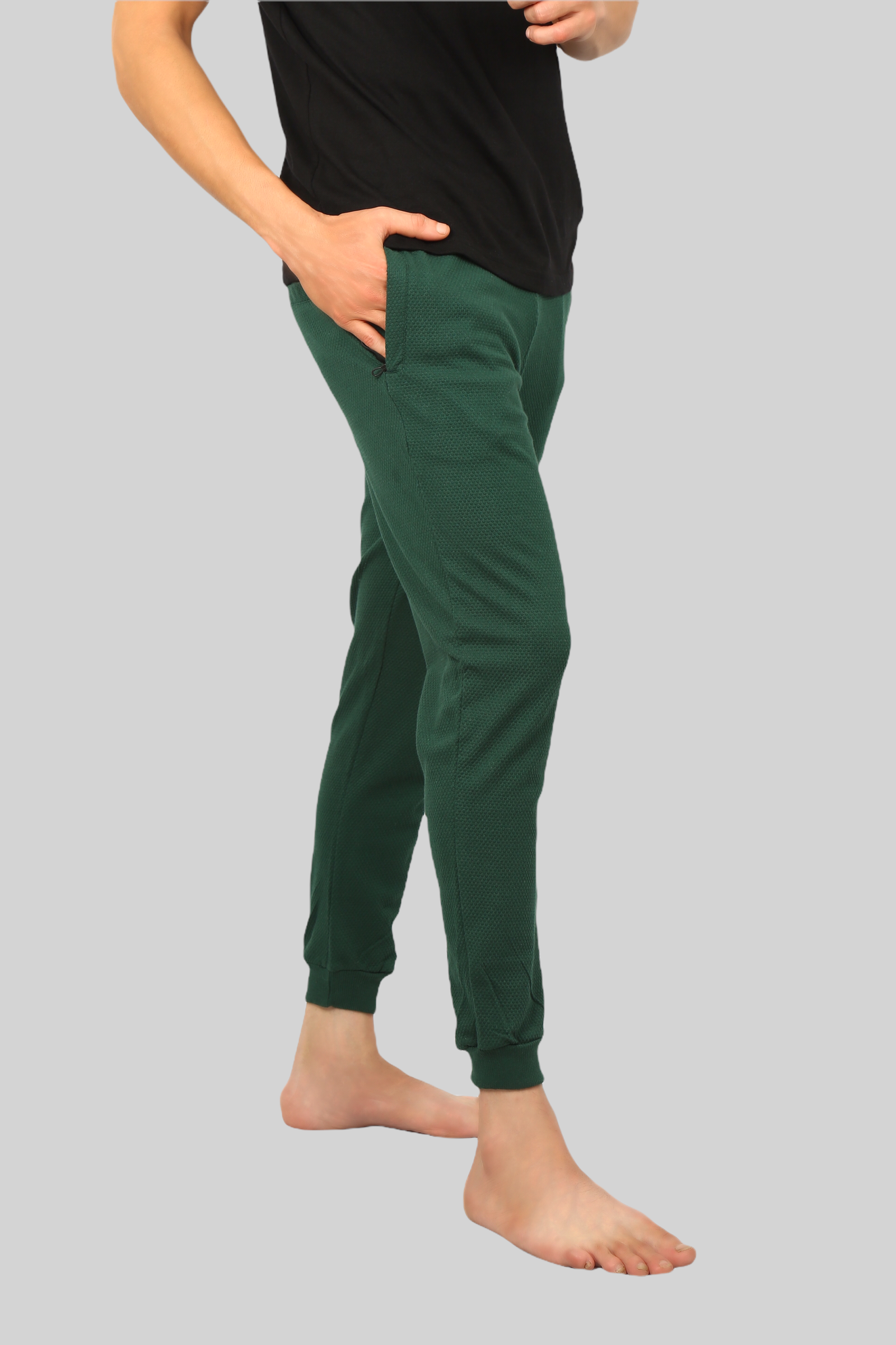 Green casual premium Popcorn Track Pant for mens