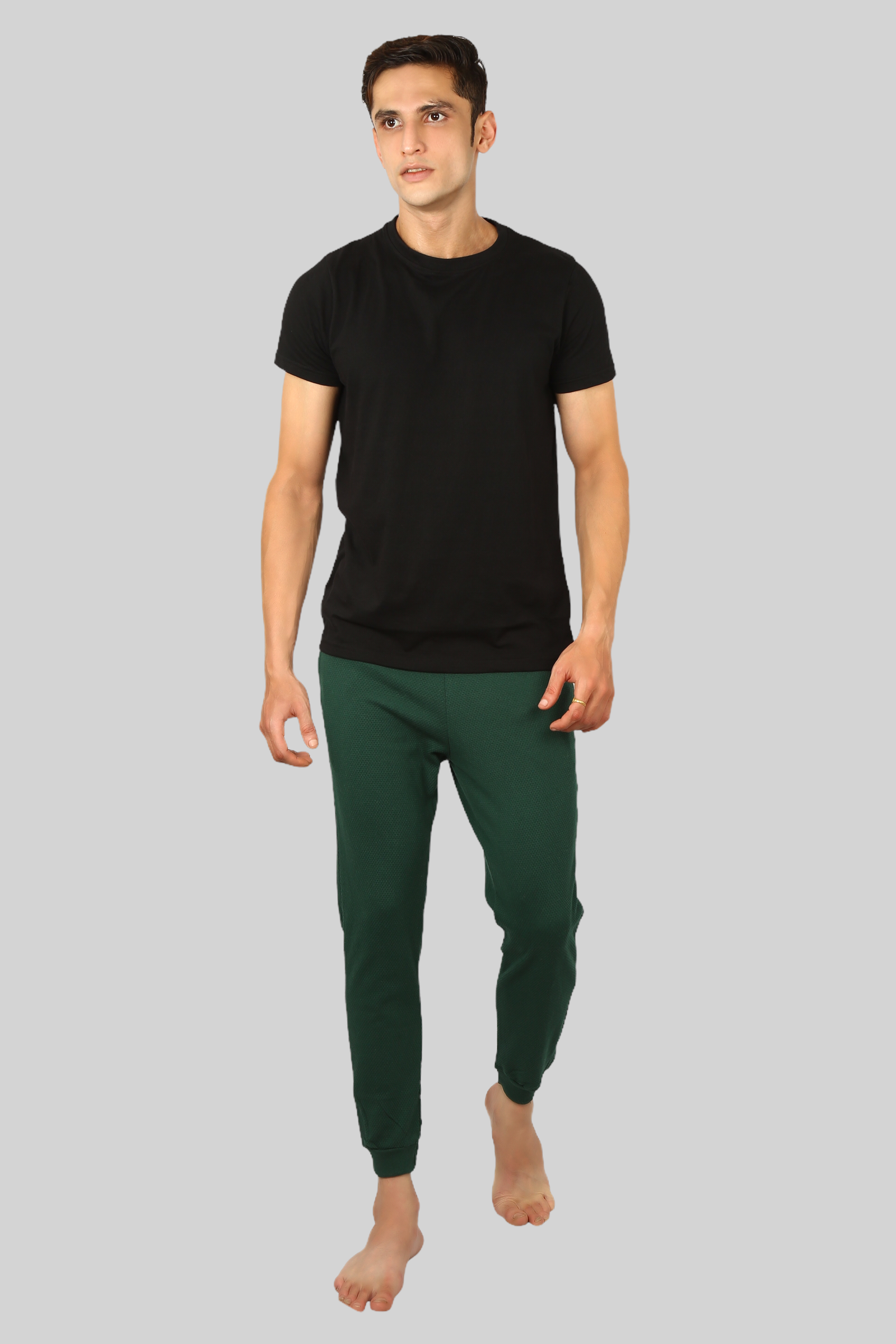 Green casual premium Popcorn Track Pant for mens