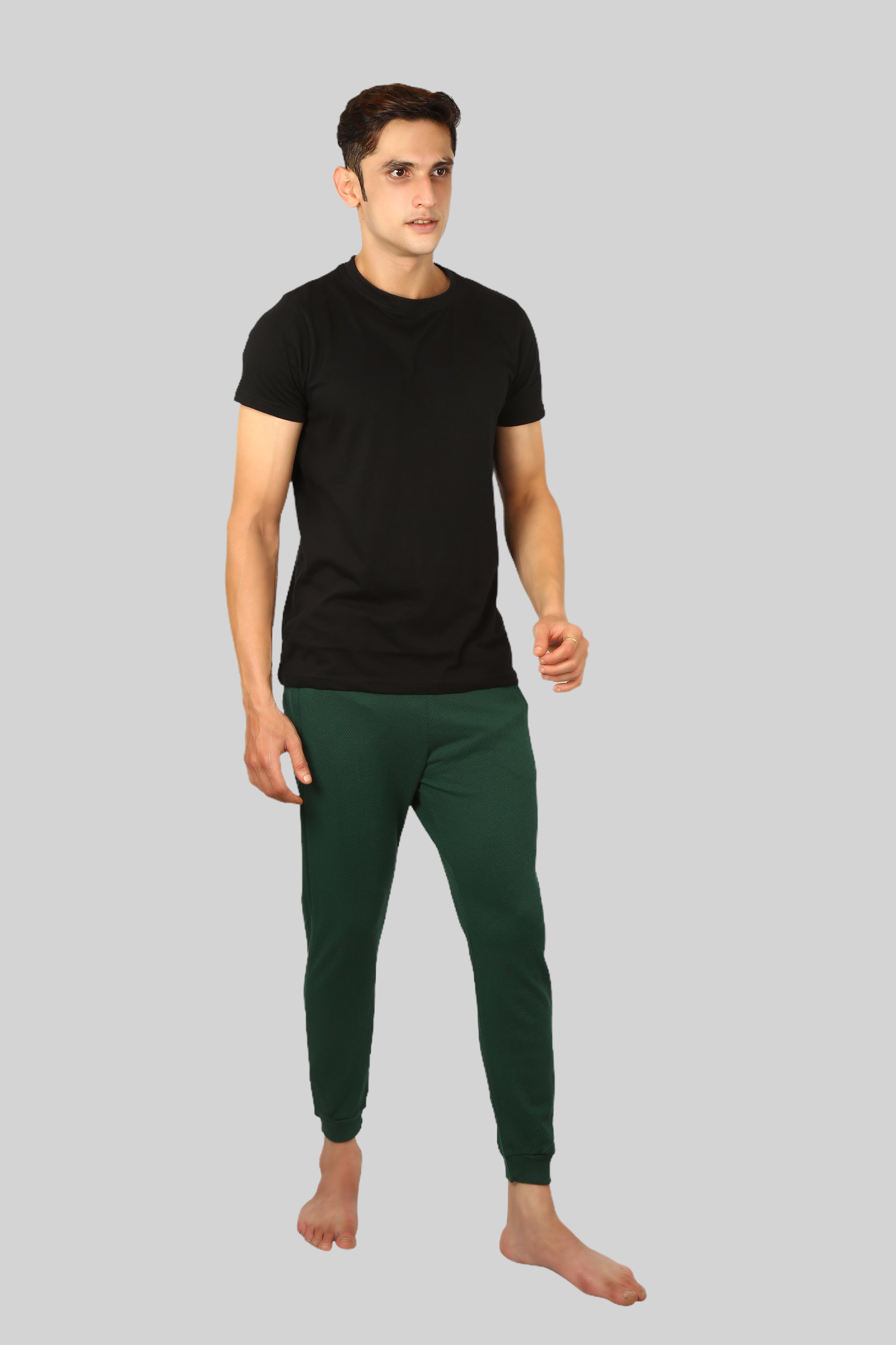 Green casual premium Popcorn Track Pant for mens