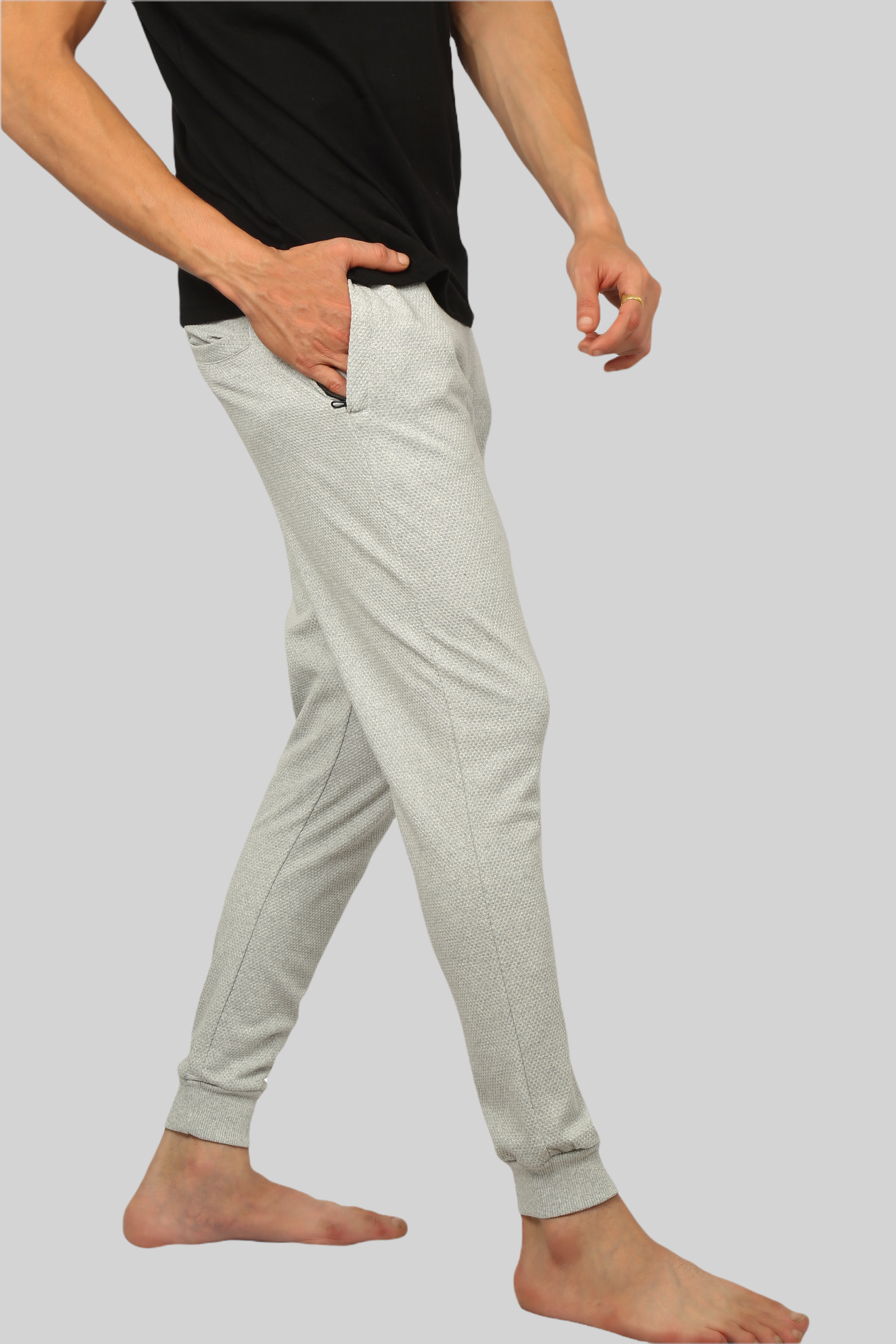 Light Gray casual premium Popcorn Track Pant for mens