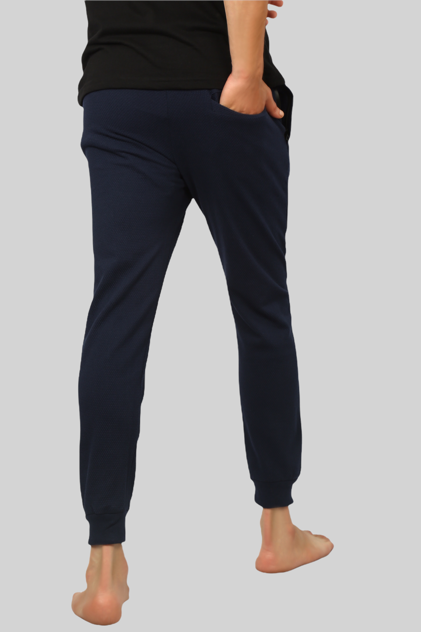 Navy Blue casual premium Popcorn Track Pant for mens