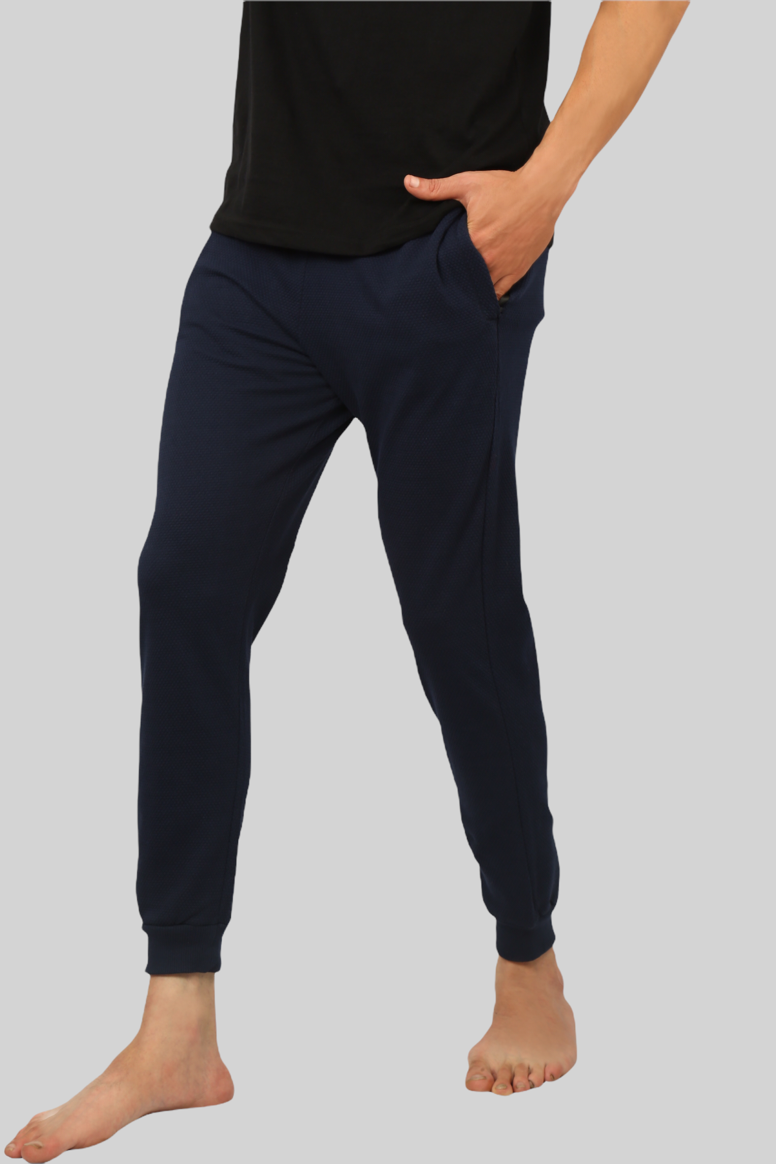 Navy Blue casual premium Popcorn Track Pant for mens