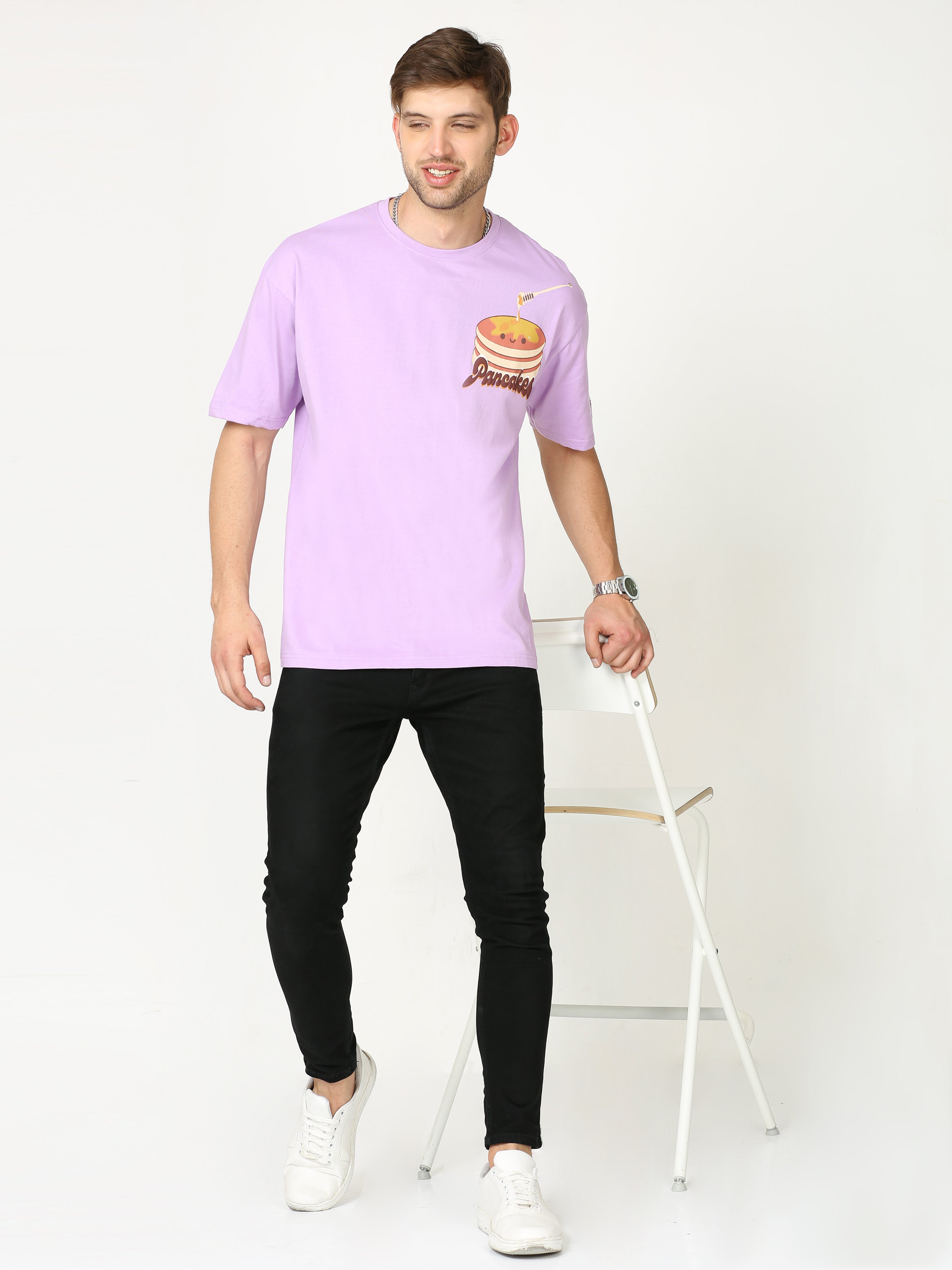 Purple Pancake Printed Oversized T-shirt