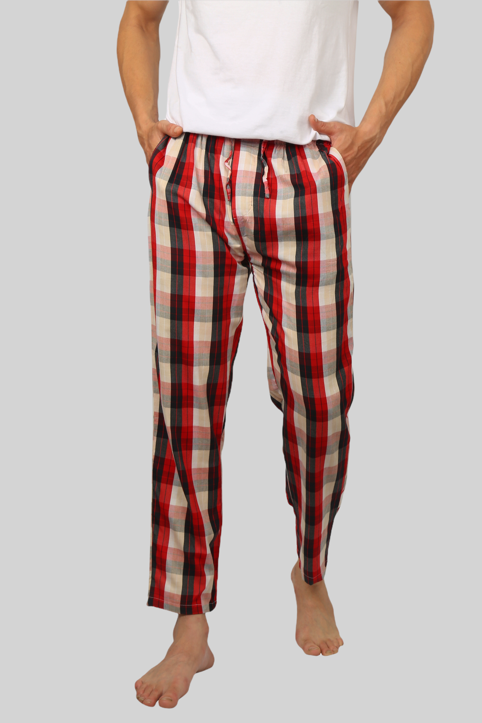 Red and Black Stripe soft and super comfortable checkered pajamas for men