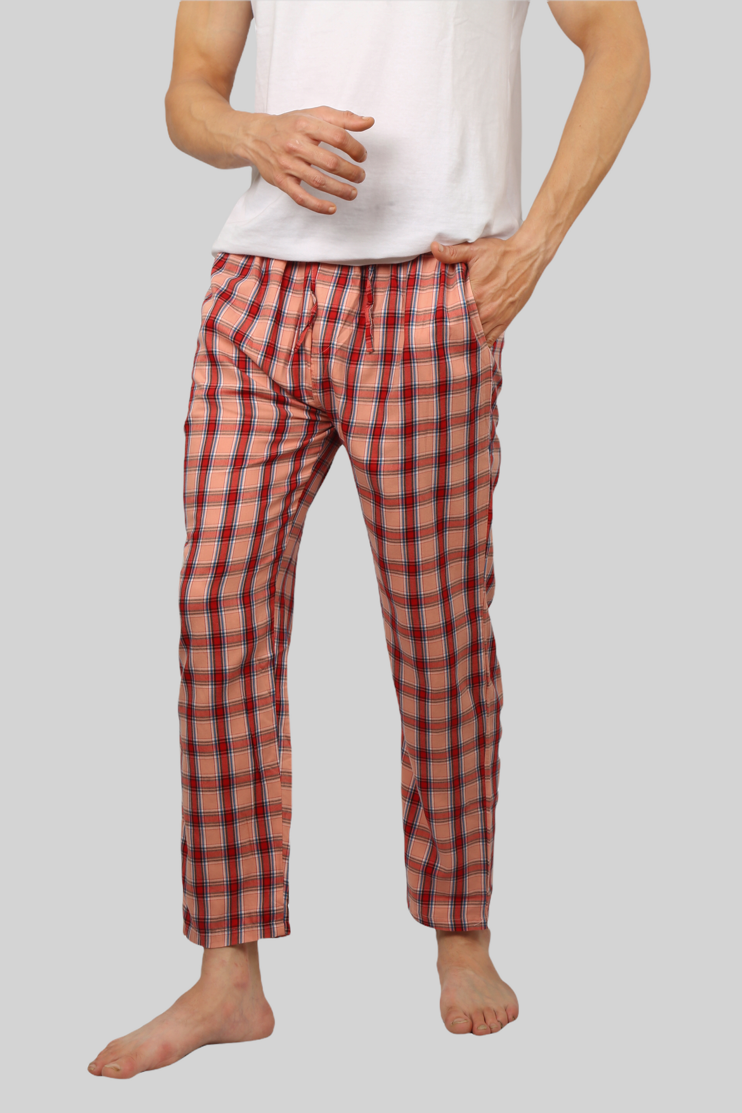 Reddish Cream soft and super comfortable checkered pajamas for men