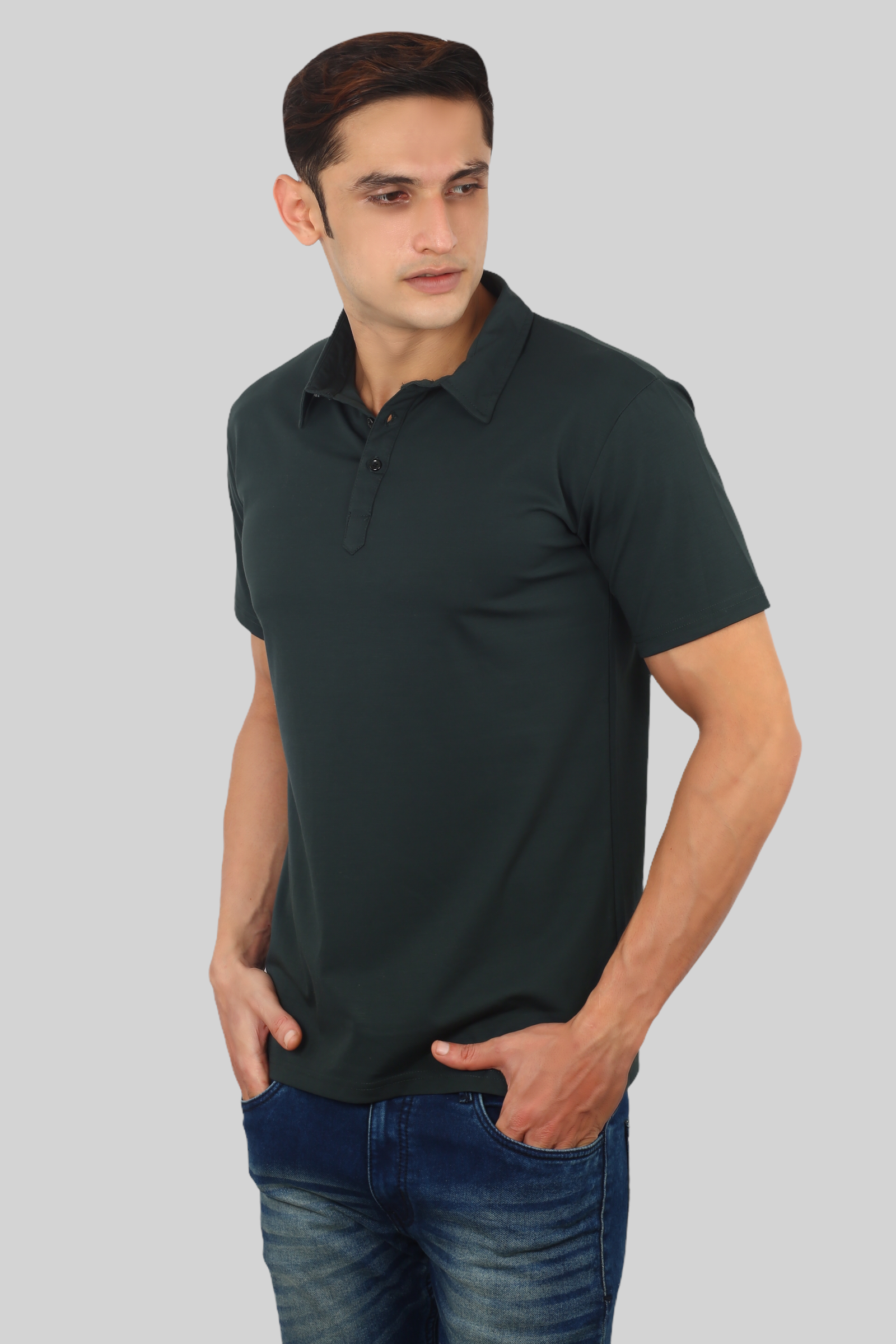 Green Classic Italian Collar T-shirt for men