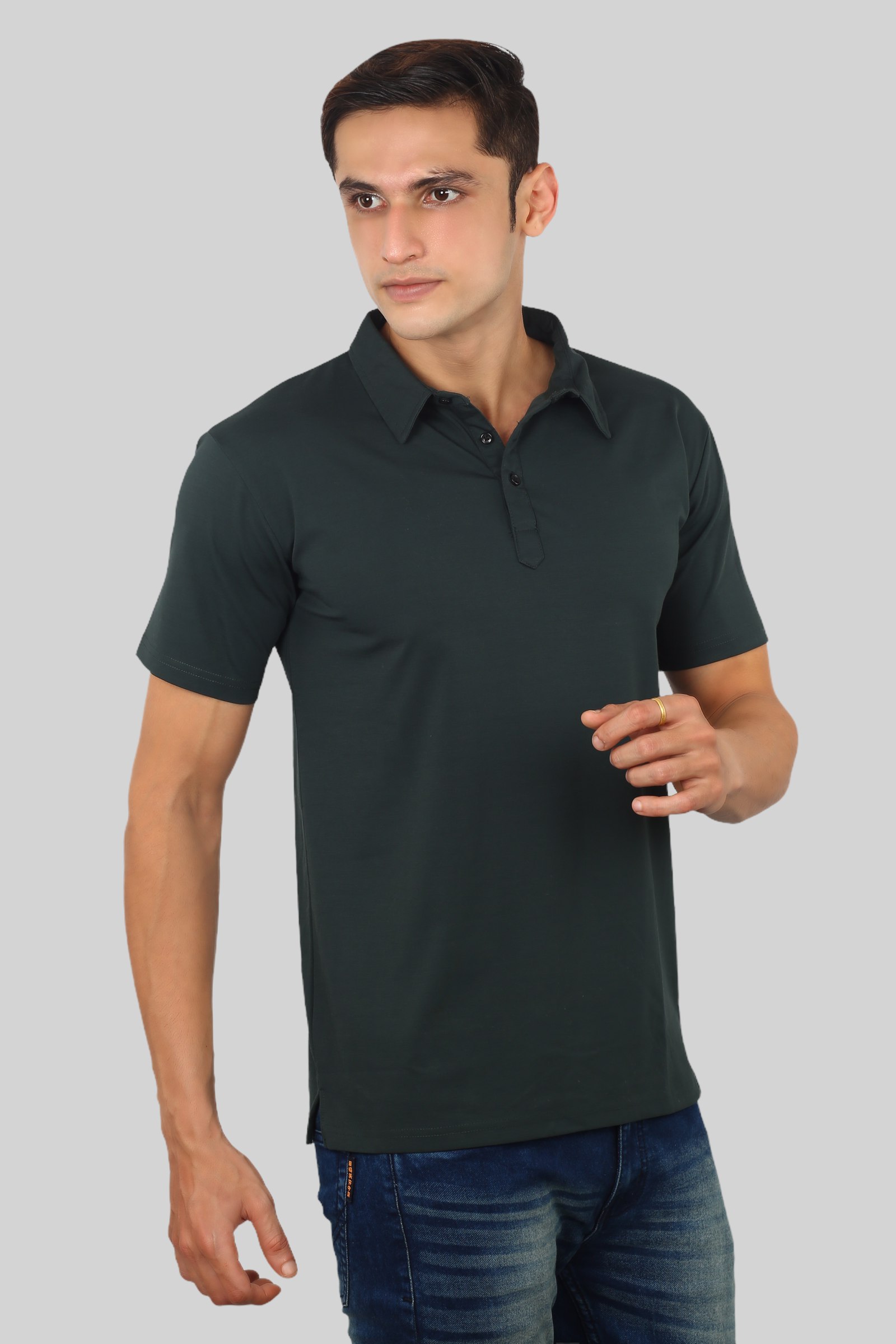 Green Classic Italian Collar T-shirt for men