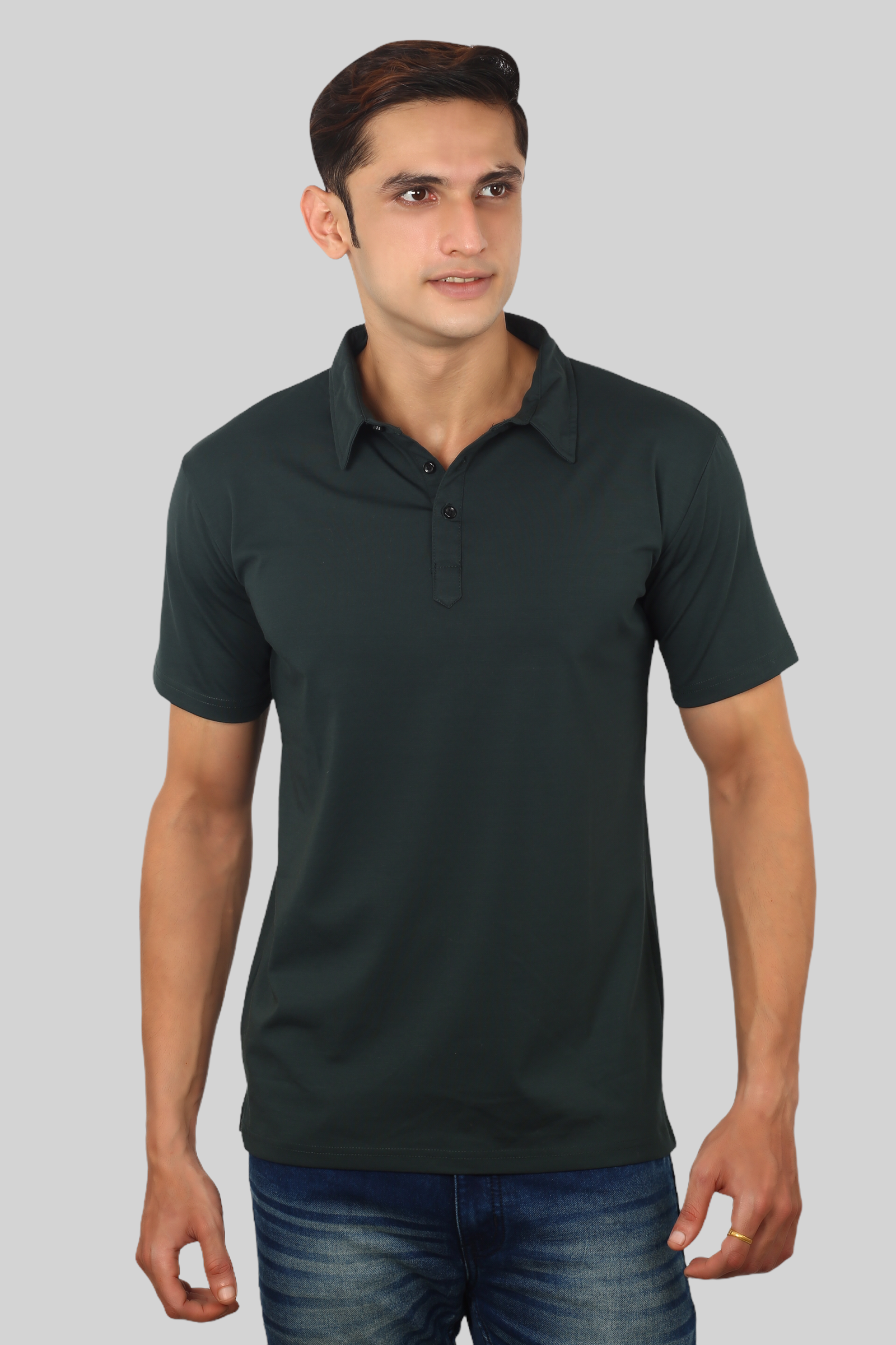 Green Classic Italian Collar T-shirt for men