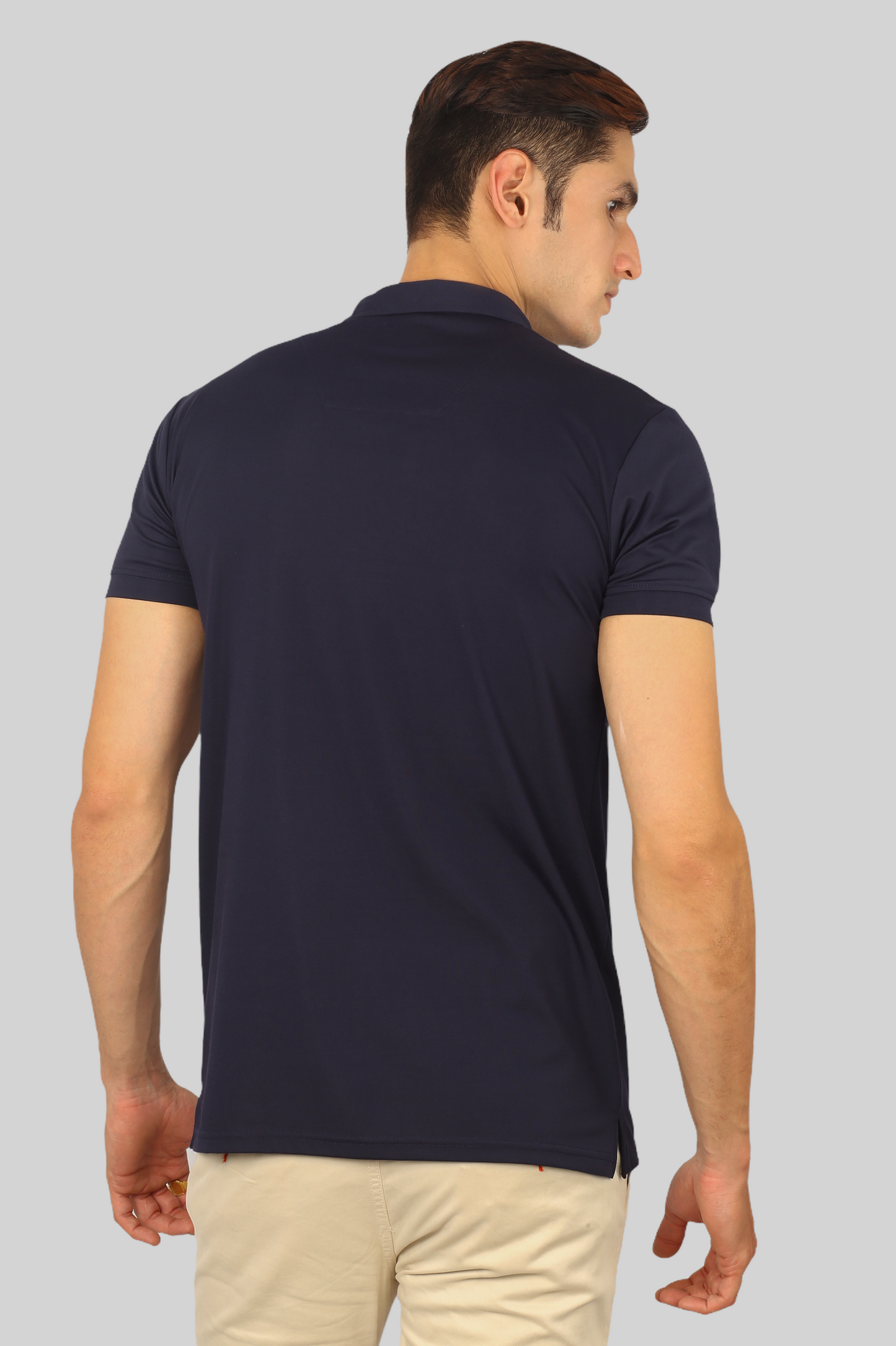 Navy Blue Classic Fine Italian  Collar T-shirt