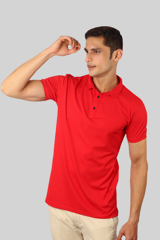 Tomato Red Classic Fine Italian  Collar T-shirt