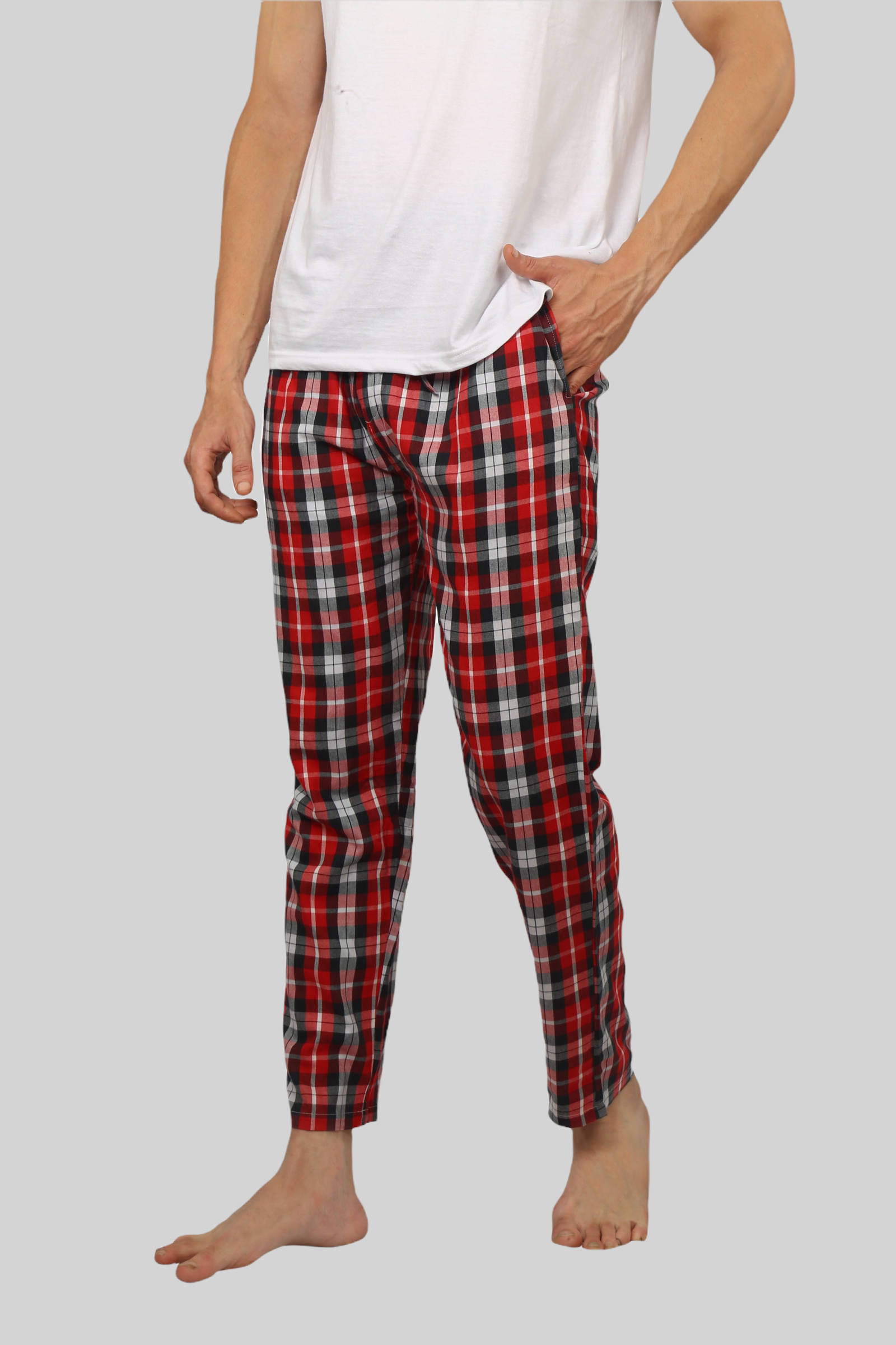 Tomato Red soft and super comfortable checkered pajamas for men