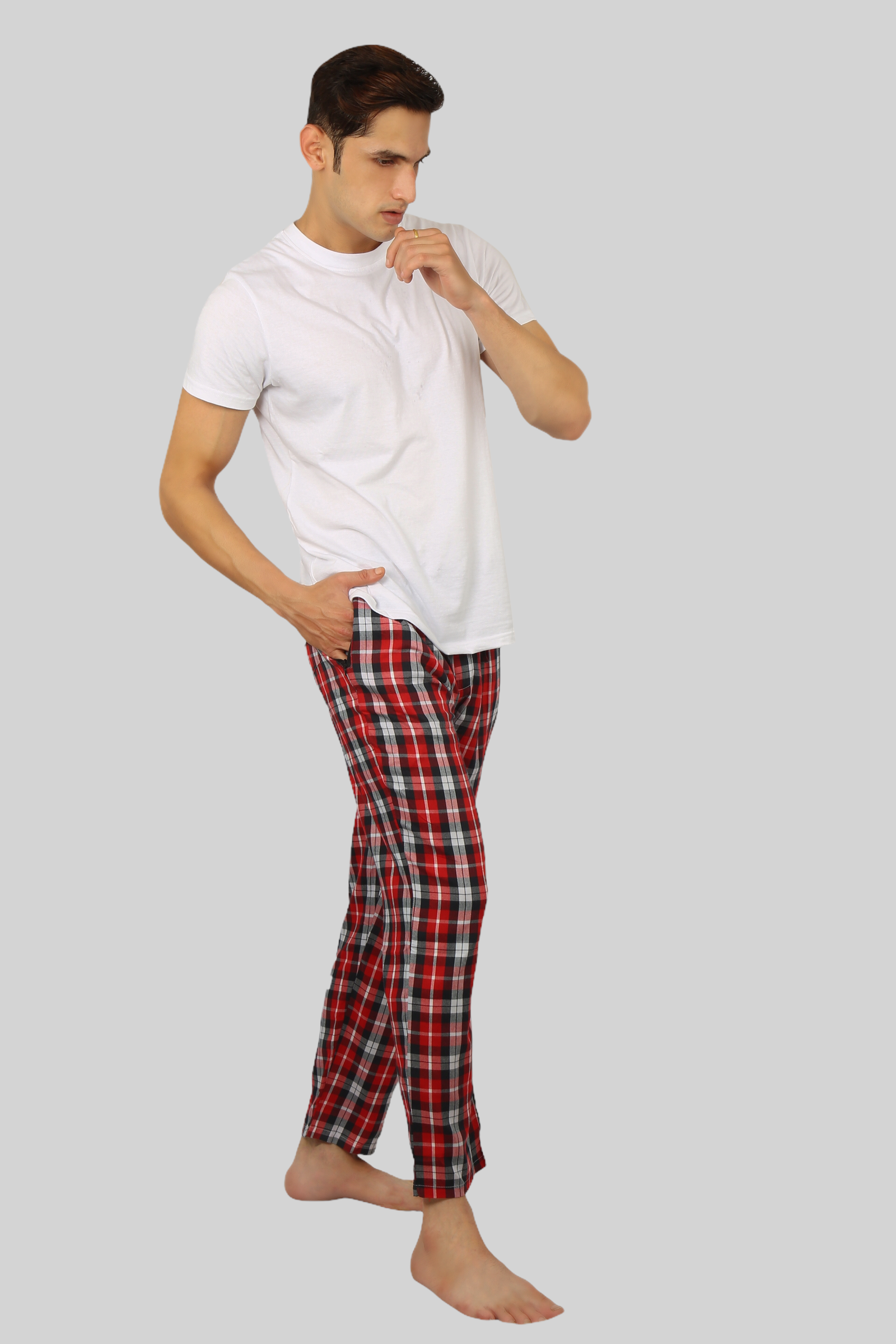 Tomato Red soft and super comfortable checkered pajamas for men