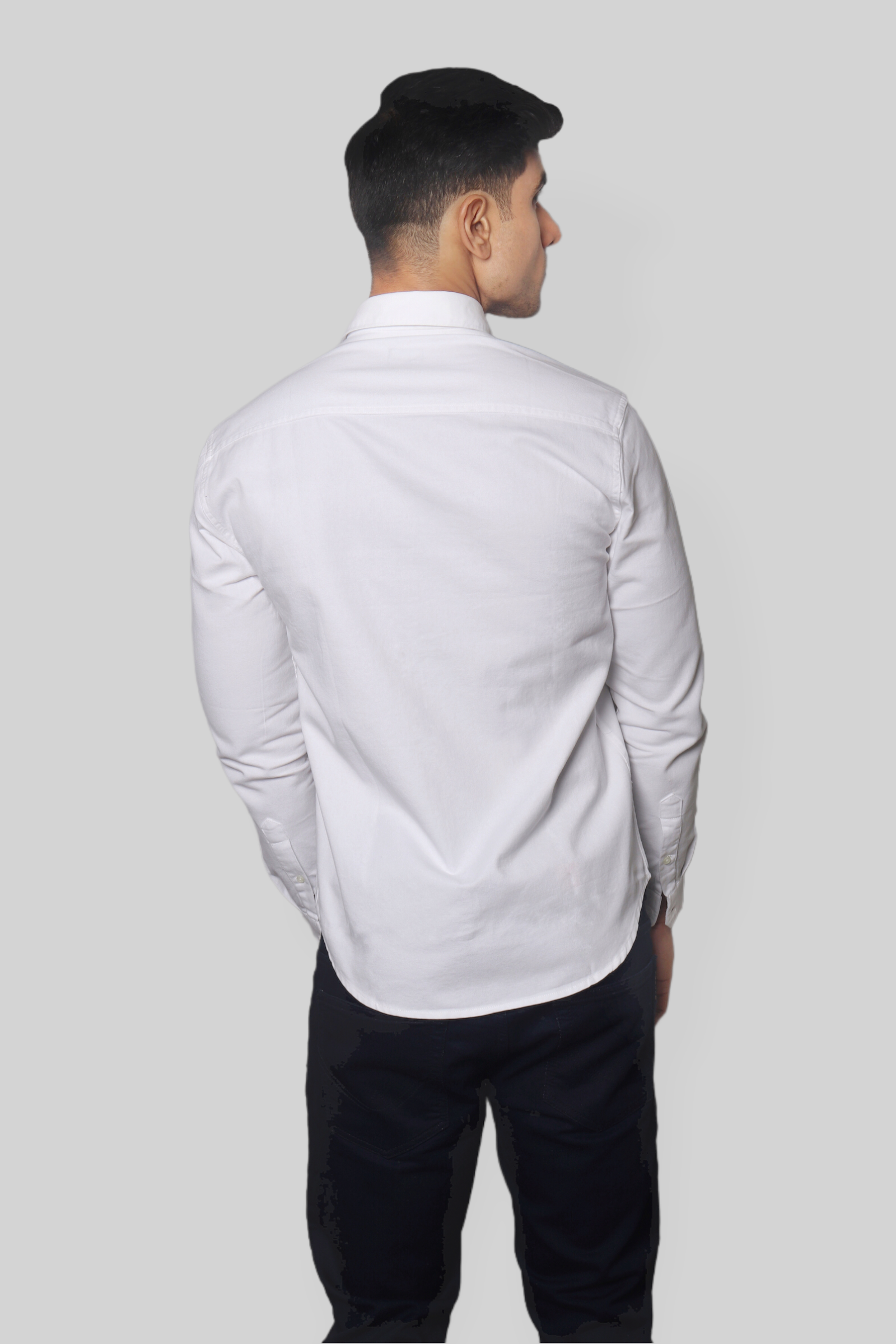 White double pocket denim shirt for men’s