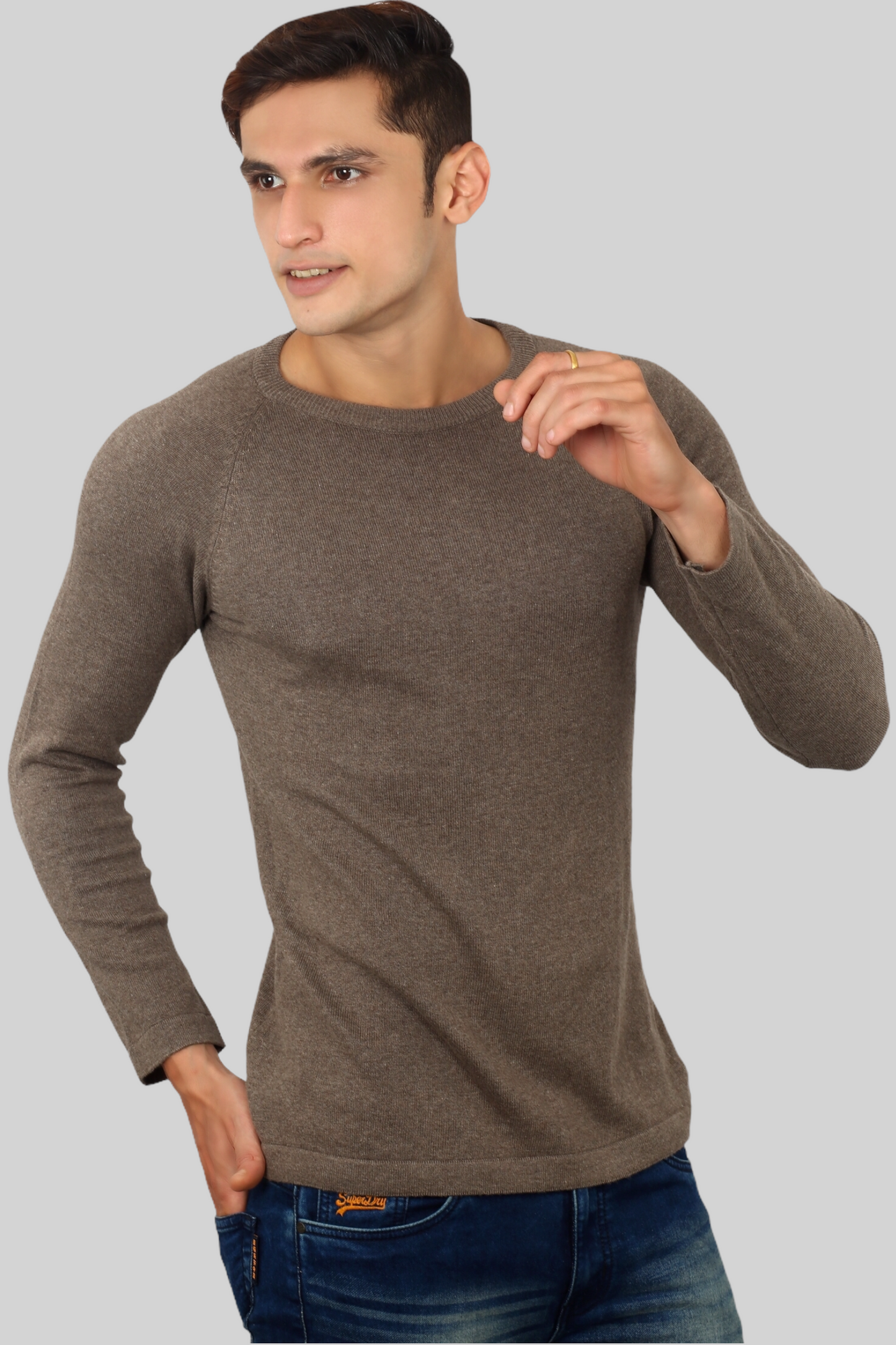 Winchester  Grey Flat Knit Full Sleeve T-shirt
