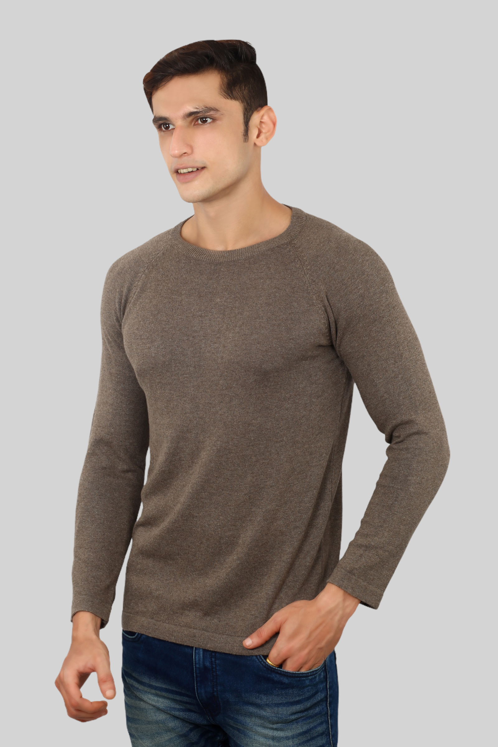 Winchester  Grey Flat Knit Full Sleeve T-shirt