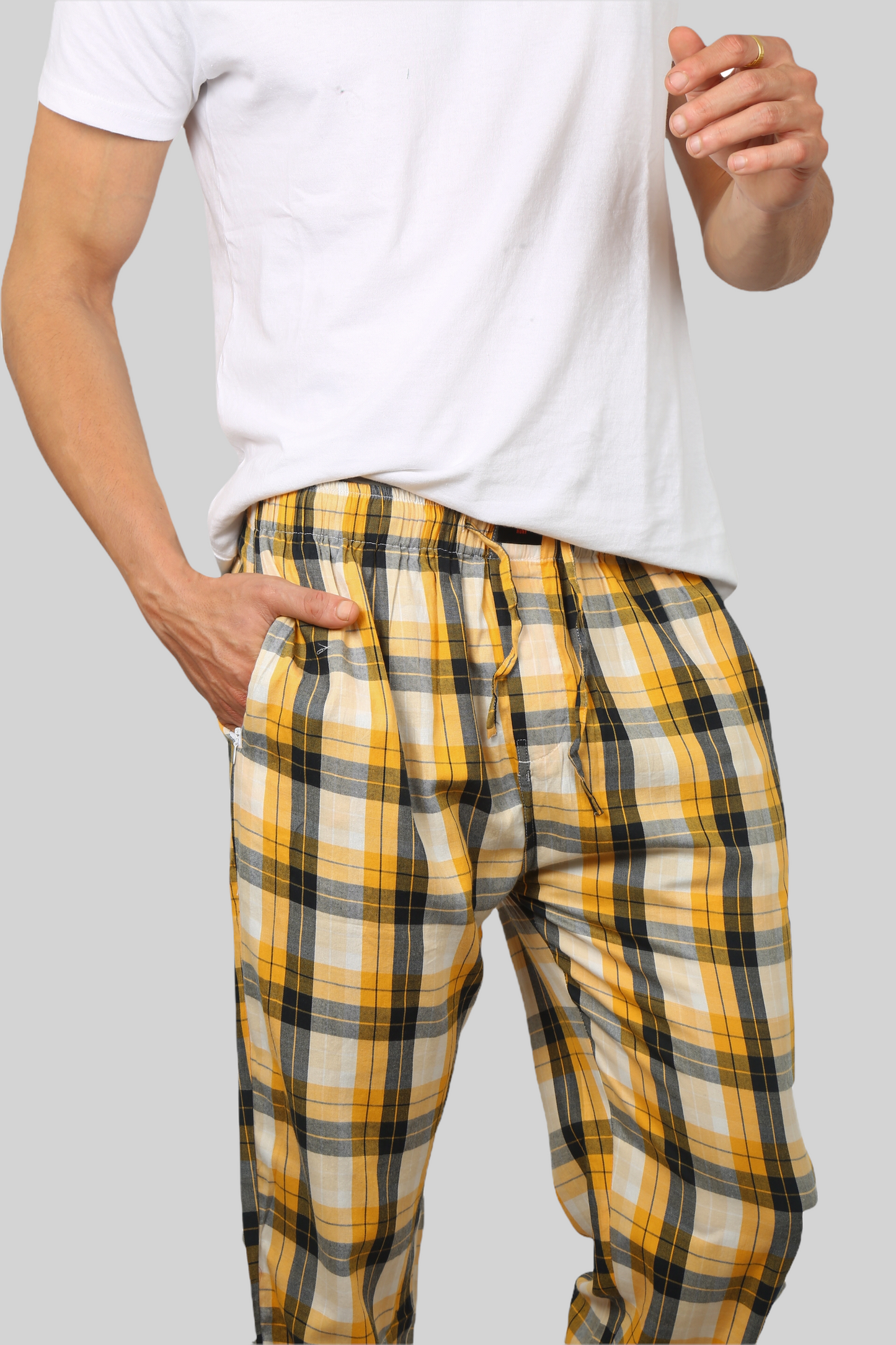 Yellow soft and super comfortable checkered pajamas for men