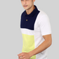 Blue-Lemon Yellow Albatross men’s panel color-block cotton Matty collar tshirt