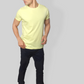 Solid Yellow plain Round Neck Cotton Tshirt for men